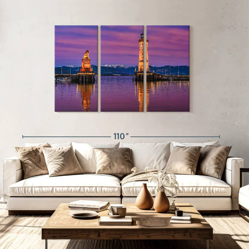 Lion bavarois et phare de Lindau, H 48 po x l 74 po