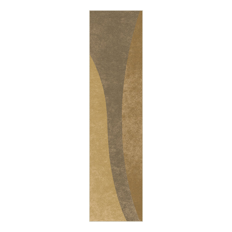 Modern Abstract Washable Area Rug With Non-Slip Backing, Runner 2' x 8'