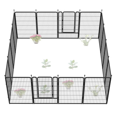 FXW Garden Fence Outdoor for the Yard – 45in(H) x 36.4ft(L) Heavy Duty Metal Animal Barrier for Dog, No Dig Decorative Dog Fence, 16 Panels, Black