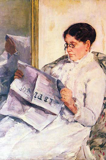 « when reading of figaro » par mary cassatt, reproduction d’art, H 36 po x l 24 po