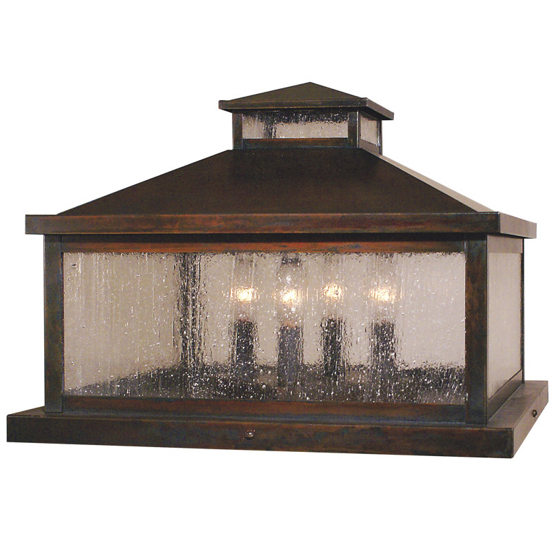 Luminaire suspendu à 4 lumières Bungay, Cuivre brut, Verre puceux transparent, H 13 po x l 16 po