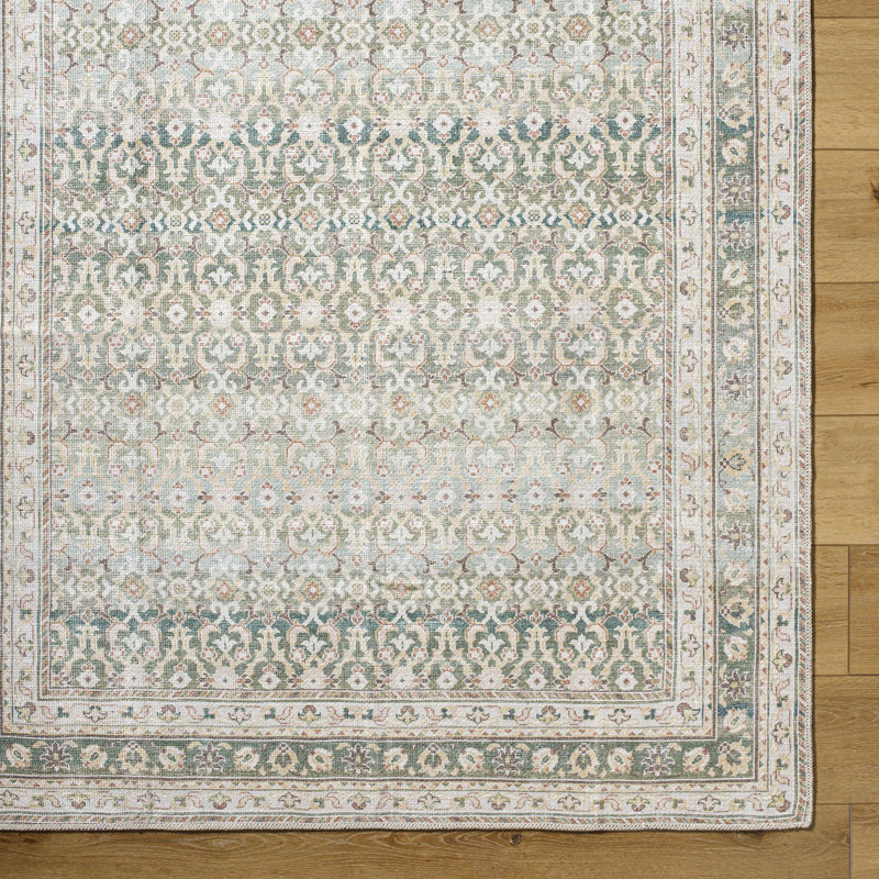 Our PNW Home x Livabliss Machine Washable Oriental Boho Olive Area Rug, Rectangle 2' x 2'11"