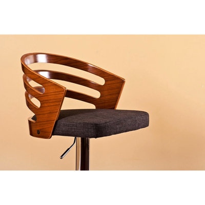 Tabouret de bar pivotant noir à 360 degrés avec base rembourrée en métal, dossier ouvert profilé, style américain pour siège et piédestal de style contemporain, design