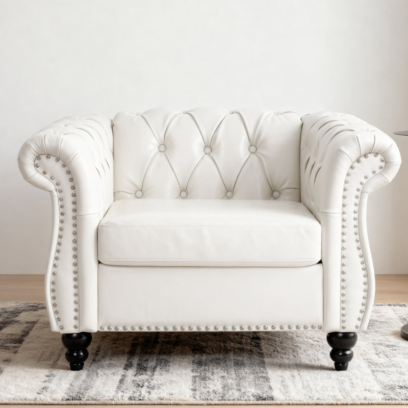 Ensemble de 2 chaises capitonnées Chesterfield, White
