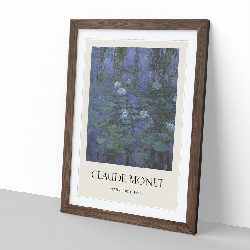 Water Lilies Lily Pond Vol.13 by Claude Monet - Picture Frame Art Prints, 48cm H x 36cm W x 2cm D, Walnut Framed