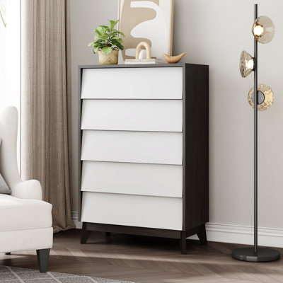 Aimery 5 Drawer Dresser for Bedroom, Modern Tall Dresser Chest of Drawers Handle Free