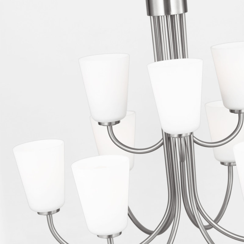 Lustre à neuf lumières de la collection Miles Lighting , Nickel brossé