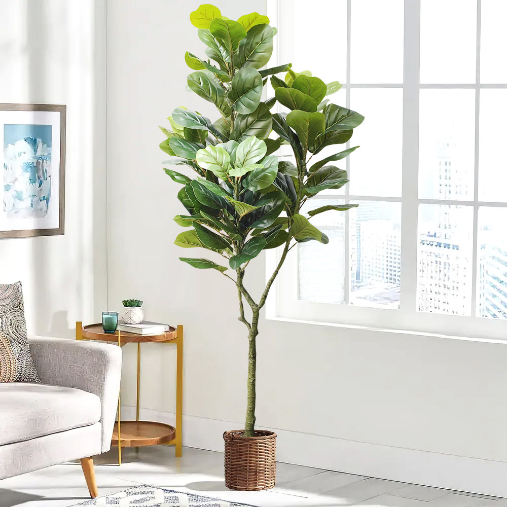 Primrue 70'' Faux Fiddle Leaf Fig Tree in Plastic Pot & Reviews | Wayfair