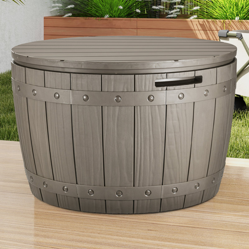 Boîte de rangement ronde 33 gallons, Brun pâle