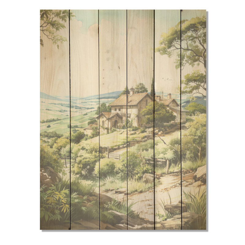 Vineyard Scenery Beauty - Vineyard, panneau d'art mural en bois sur bois de pin naturel, H 32 po x l 24 po