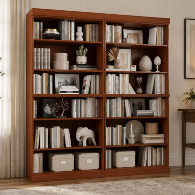 100% Solid Wood Tall Modular 12-Shelf Bookcase Cabinet With Adjustable Shelves, Open Display Storage Bookshelf, 64" W X 71.5" H