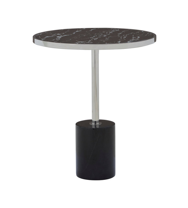 End Table, Black/Silver