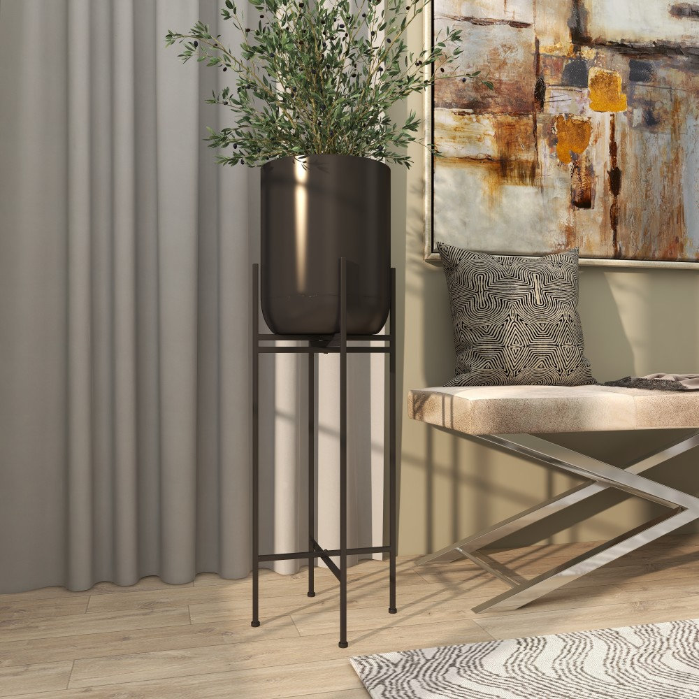 Rodgers Metal Pot Planter, 36" H x 12" W x 12" D