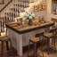 Table de bar en bois 55,12 pouces avec tablettes de rangement, table de bistro Farmhouse Home pour cuisine, bistro-574301974