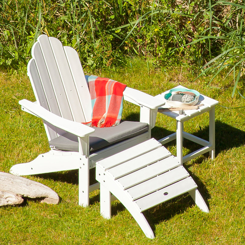 POLYWOOD Long Island Adirondack 3-Piece Set, White