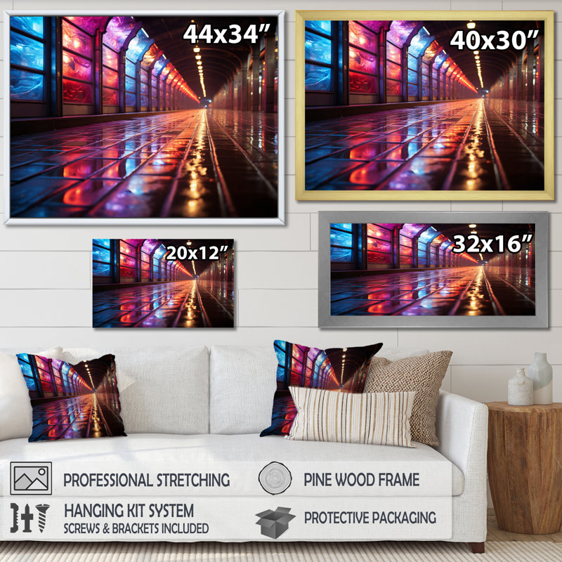 «Blue Mauve Urban Symphony Contrast II», reproduction d'art sur toile, H 12 po x l 20 po x P 1 po
