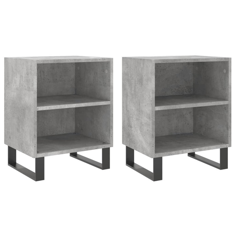 Mariacecilia 40cm W Iron Bedside Table, Set of 2, Concrete Grey