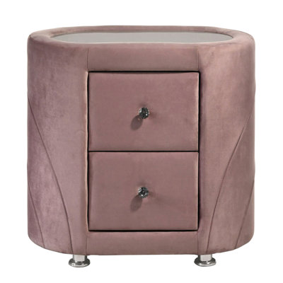 Sophisticated Pink Upholstered Bedside Table With Two Drawer Space Management Chic Bedroom Nightstand In Practicality And A Stylish Design