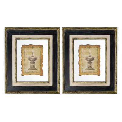 2 tableaux décoratifs muraux de style antique, 45,7 x 55,9 cm. Encadrement en bois pour un look vintage. Apporte une touche d'élégance.