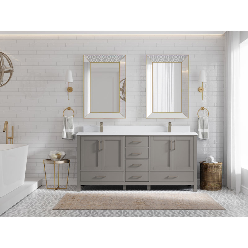 Ensemble de meuble-lavabo double 72 po Malibu, Blanc