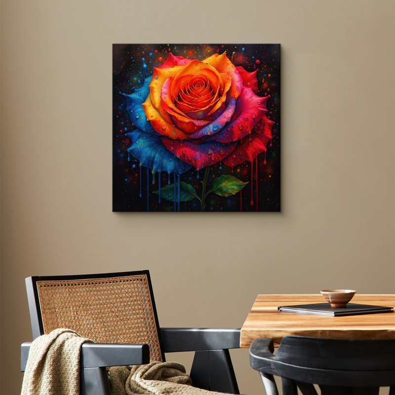 Œuvre d'art colorée, arc-en-ciel abstrait coloré, images botaniques modernes, impression sur toile encadrée, Toile tendue