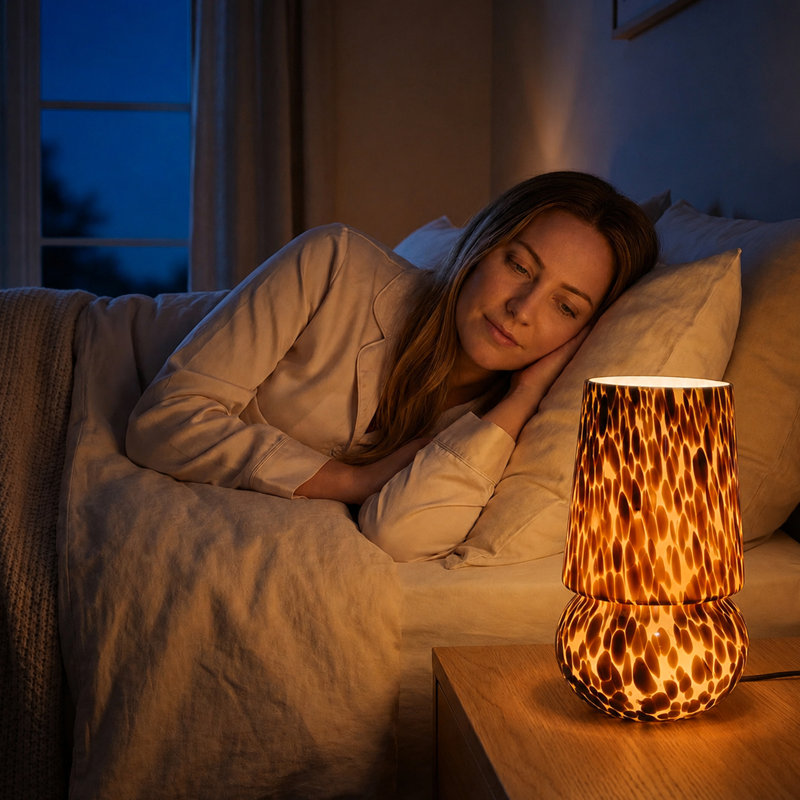 Lampe de table champignon multicolore en verre de style Murano avec gradateur, Black