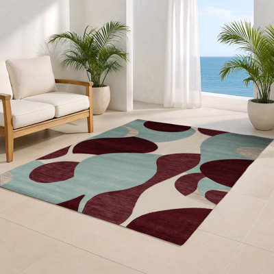 Tapis intérieur et extérieur rouge Watercolor