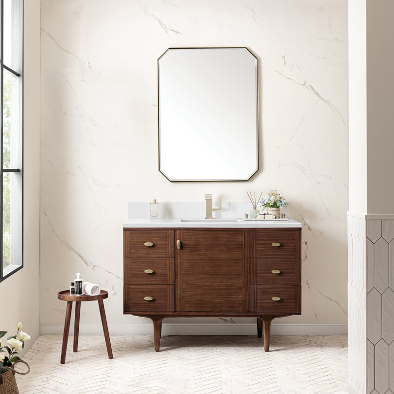 48'' Single Bathroom Vanity with Top, White Zeus, Single-Hole