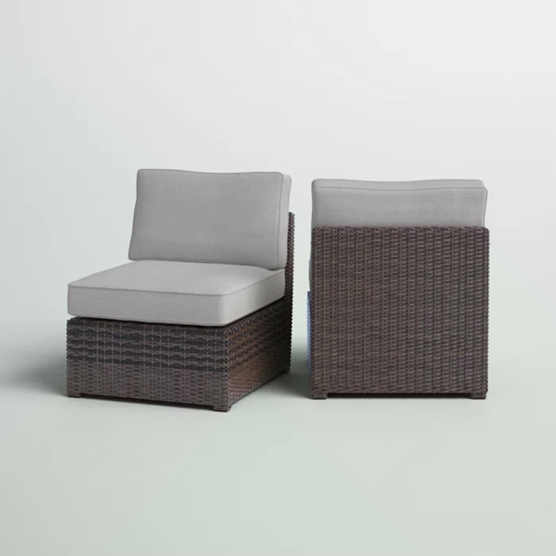 Chaise de patio sans accoudoirs entièrement assemblée avec coussins, Brun