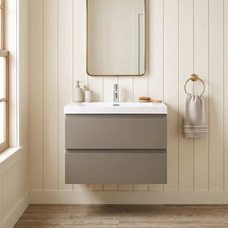 Meuble-lavabo mural intégré de 76 cm (30 pouces) couleur noyer, Walnut, 30''