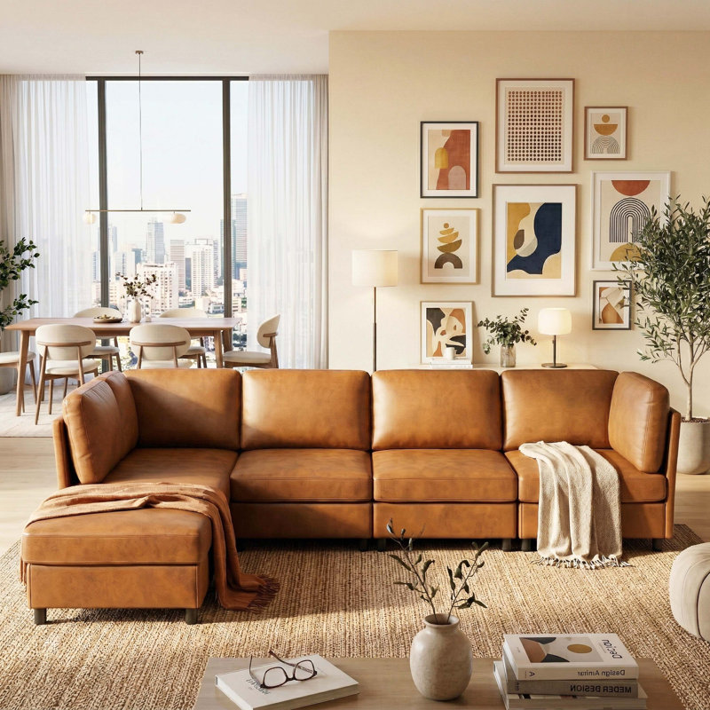 Canapé modulaire rembourré modulaire Freely Reconfigurable, Light Brown Fabric