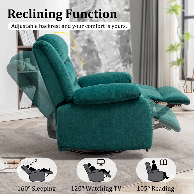 Ellisse Green Wool Oversized Recliner with Massage and Heat