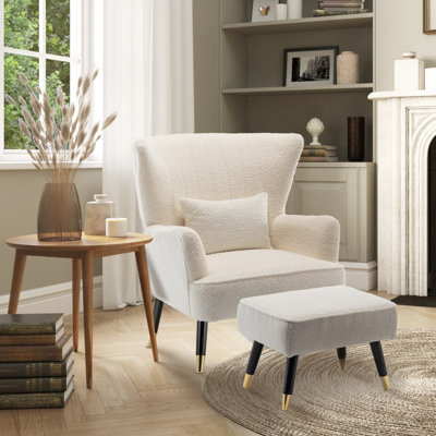 77Cm Wide Teddy Boucle Wingback Chair