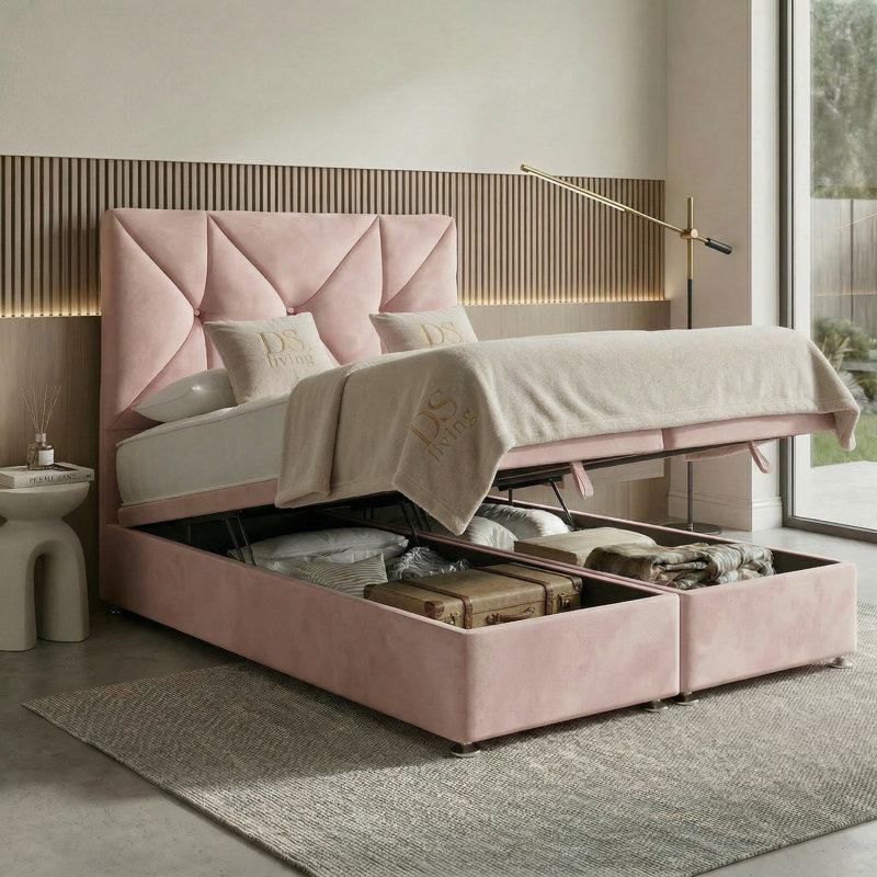 Eclipse Ottoman Storage Bed, King, Pink