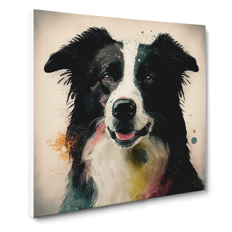 Border Collie Graphic Art - Wrapped Canvas - Framed Print, 50cm H x 50cm W x 3cm D