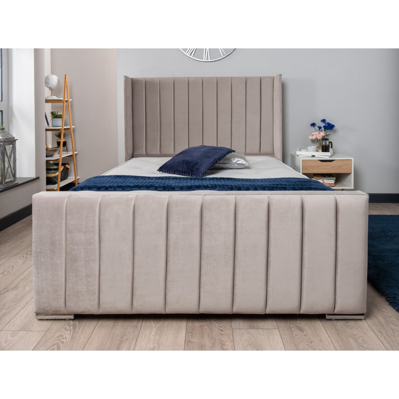 Coopersville Upholstered Ottoman Storage Bed with Mattress, Silver, Kingsize (5')