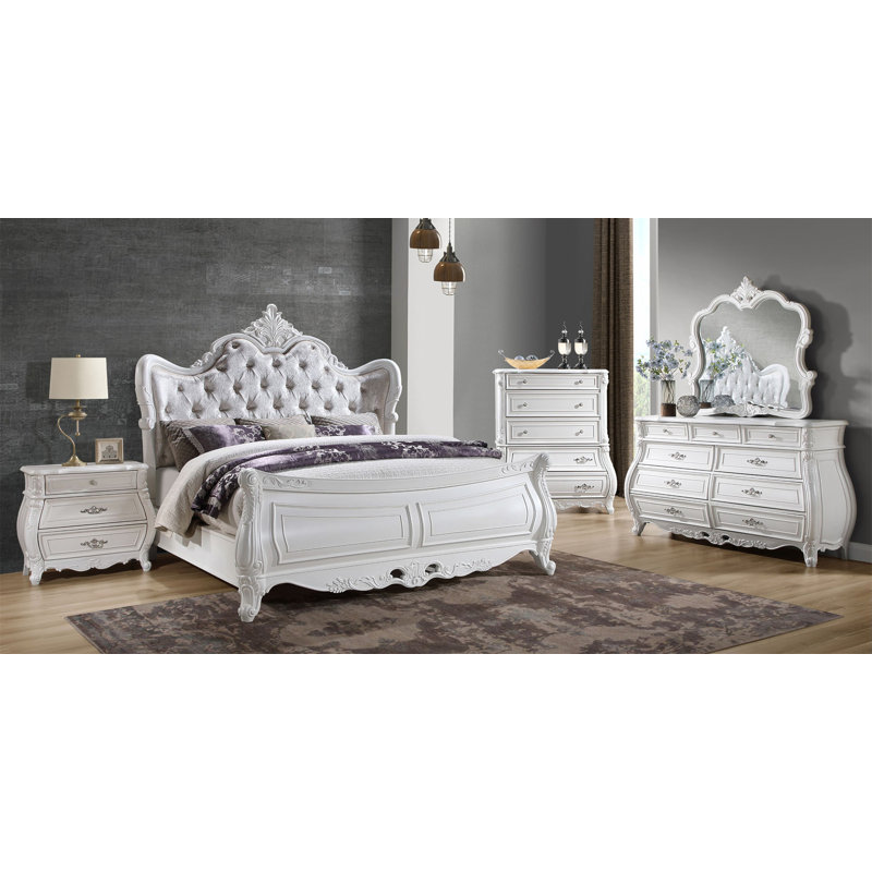 Opulence Modern Style 5 Pc Queen Bedroom Set Made With Wood