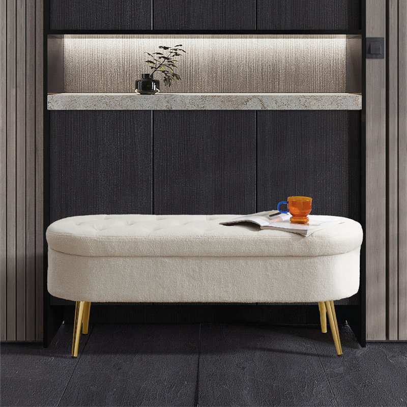 Banc de rangement rembourré en velours Romere