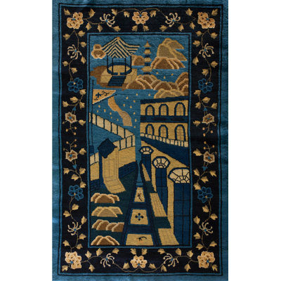 Antique Scenic Pictorial Peking Chinese Rug