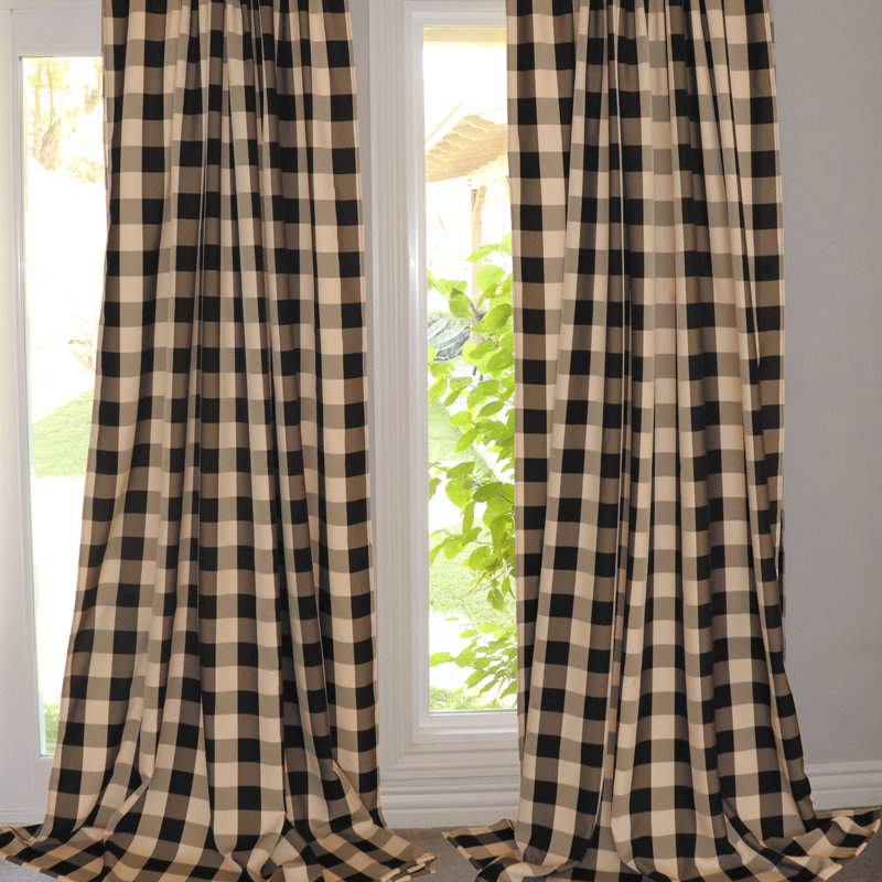 Chestermere Semi Sheer Curtain Single Panel, 56" W x 72" L, Black/Tan
