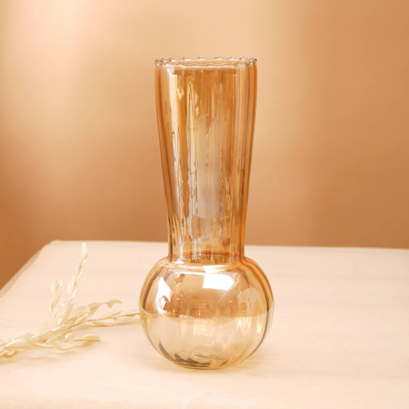 Glass Vase | Whimsy Whirlpool Large Decorative Vase | Modern Artistic Home Accent | 5.5x10 Inches, Overall Height 10"