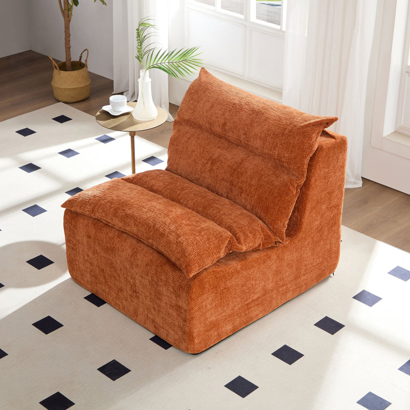 Fauteuil d'appoint sans accoudoirs pour salon, chambre à coucher, bureau, siège simple, Polyester orange