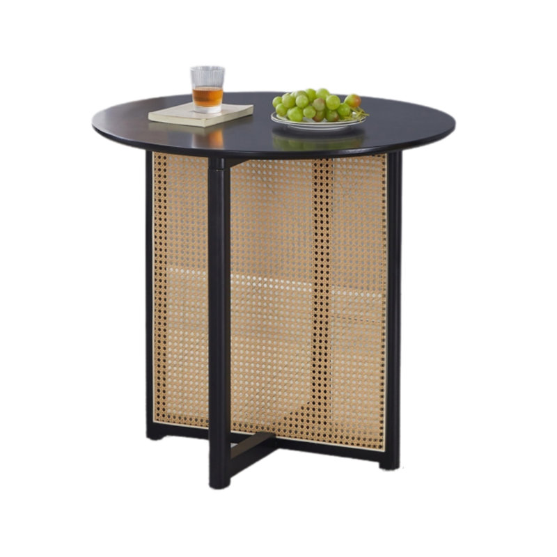 Black Solid Wood Round Table