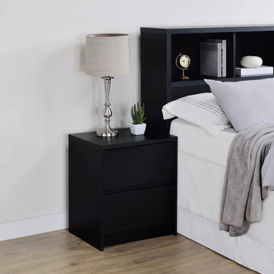 Table de chevet pour chambre à coucher, table de chevet à 2 tiroirs avec lumières DEL et USB
