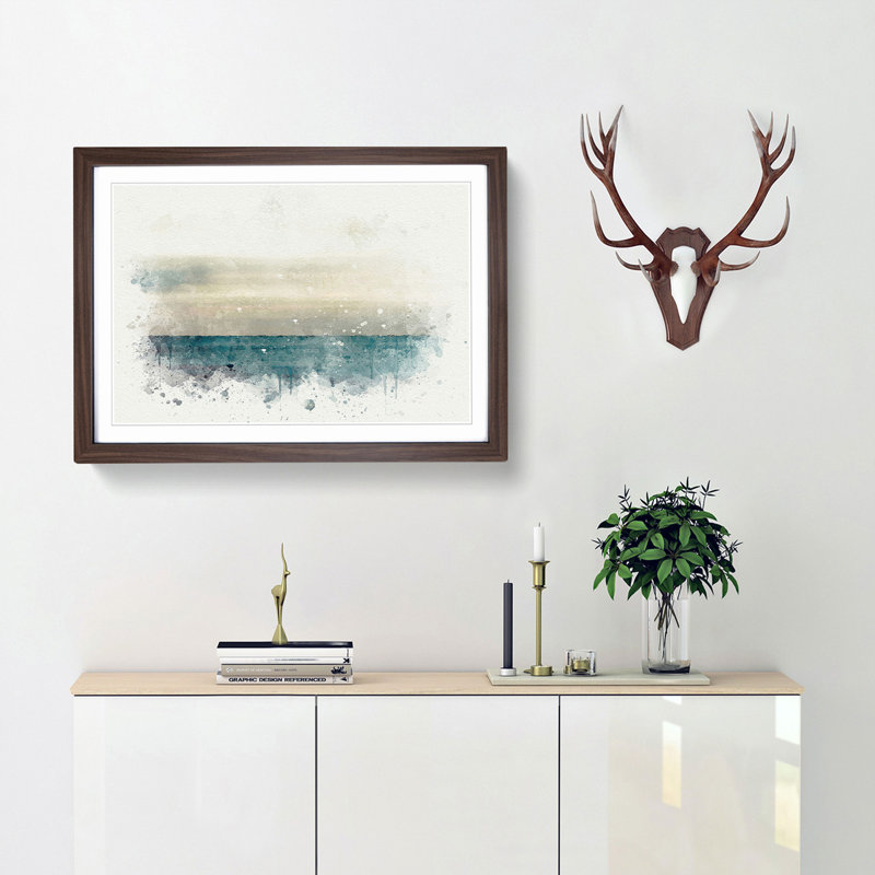 Horizon Rush in Abstract - Picture Frame Graphic Art Print, 27cm H x 36cm W x 2cm D, Walnut Framed