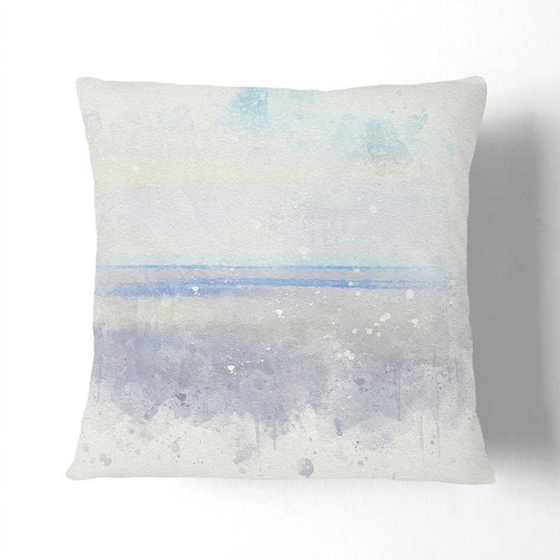 Abstract Square Cushion, 55cm H x 55cm W x 20cm D, Ivory/Blue/Gray