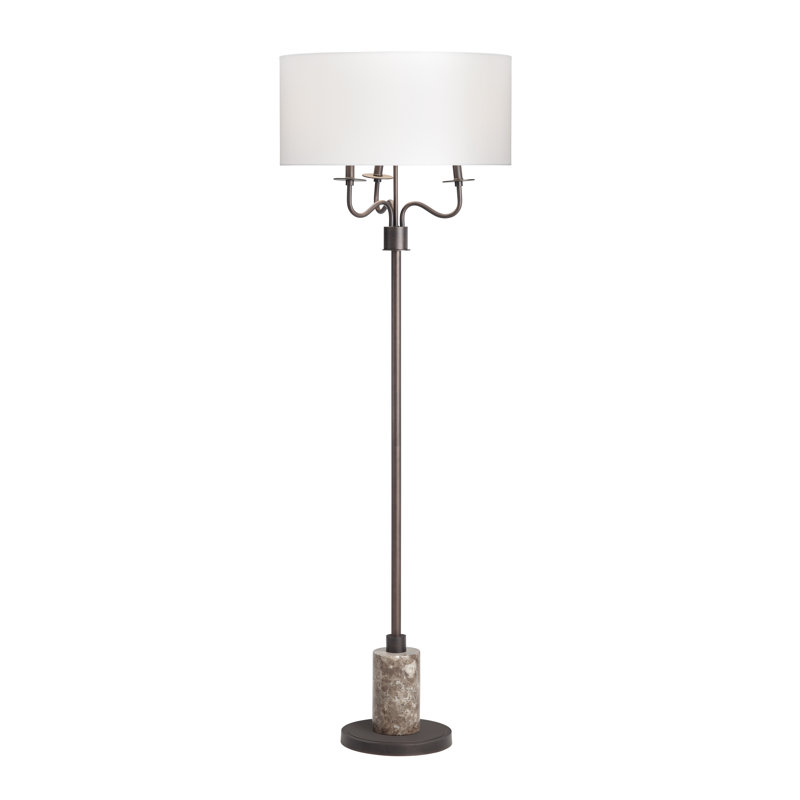 Lampe sur pied 67,5 "en métal avec abat-jour blanc