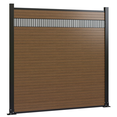 6.2Ft H X 6 Ft W Composite Privacy Fence Panels With Striped Decorative Cutouts