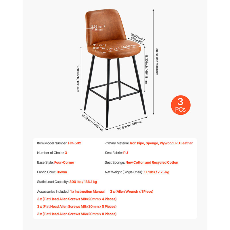 Ensemble de 3 tabourets de bar