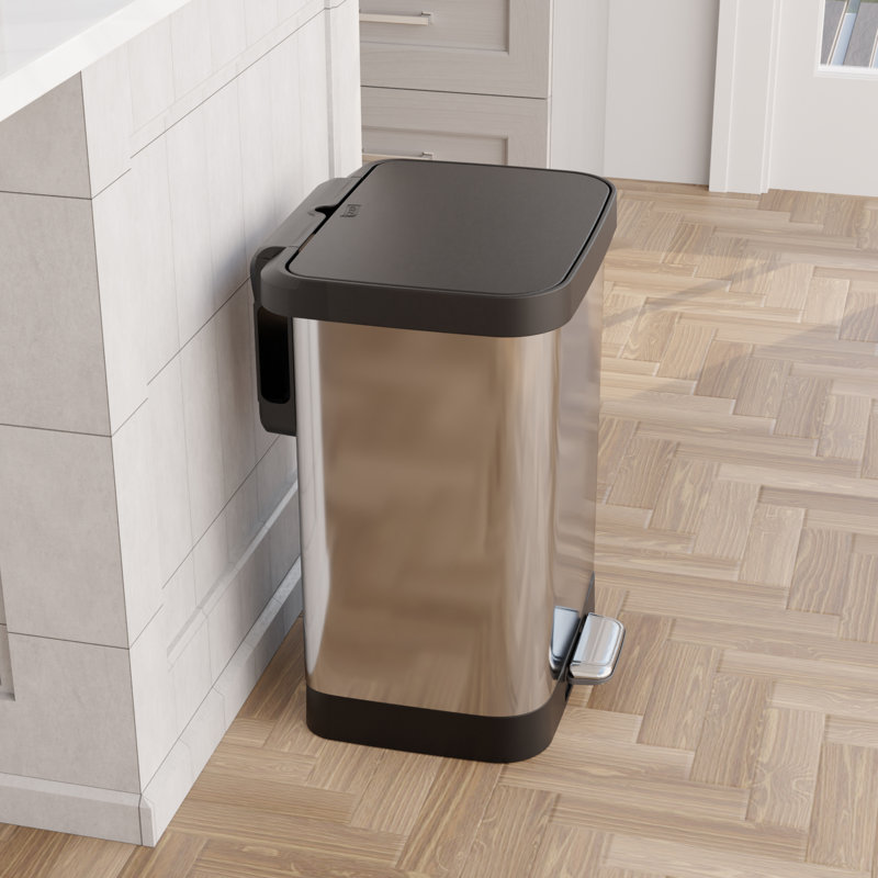 Stainless Steel 13-Gallon Kitchen Step Trash Can with Soft Close Lid